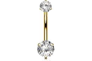 OUFER Body Piercing Internally Titanium Belly Button Bars 10/12/14/16mm Belly Bars 14G Extra Long Navel Piercing Jewellery Gold Navel Bars Belly Button Piercing Jewellery