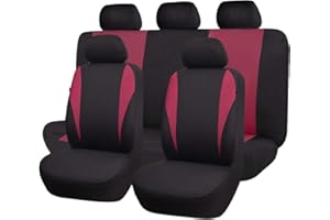 Flying Banner Fahion Universal Car Seat Cover 8 Colors Full Seat Covers 9Pcs/Set for Car (Burgundy)