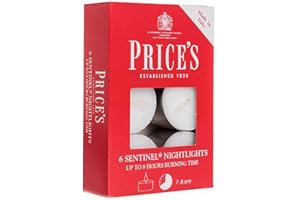 Price's - Sentinel Nightlights - 6 Pack - Long Life Tea Lights - 8 Hour Burn Time - High Quality White Wax