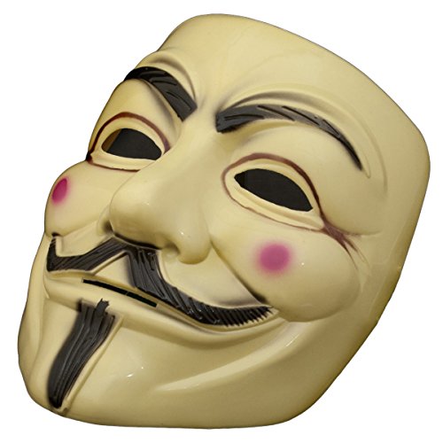 V wie for Vendetta Mask - Guy Fawkes Mask - Beige Halloween Karneval Anonymous