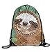 Produktbild Cute Wild Happy Sweet Smile Sloth Slow Drawstring Backpack Travel Bag Gym Outdoor Sports Portable Drawstring Beam Port Backpack for Girl Boys Woman Men