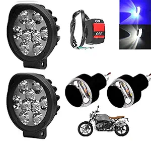 ESHOPGLEE Bike Led Fog Light 9 Led Cap for Bike 2 Pcs + 1 On/Off Switch + Set of 2 Pcs Handle Bar.