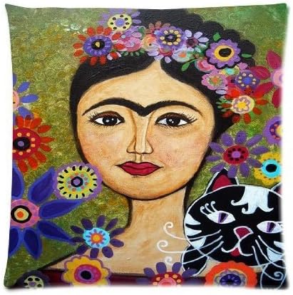 Chris G Dodge Zippered 18X18 Frida Kahlo Twin Sides Pillow Cover Pillowcase