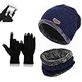 Perpetual Men's Winter Wear Set - Bike Riding Gloves, Stylish Woolen Caps, Touchscreen Gloves, Neck Warmers, Beanie Cap for Cold Weather Mix Color 1 Set