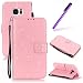 Produktbild Galaxy S6 Edge Hülle Flip Case,Samsung Galaxy S6 Edge Hülle Für Mädchen,Galaxy S6 Edge Leder Hülle,Samsung Galaxy S6 Edge Glitzer Hülle,EMAXELERS Galaxy S6 Edge Blumen Hülle,Samsung Galaxy S6 Edge PU Leder Wallet Brieftasche Schutzhülle,Galaxy S6 Edge Bookstyle Folio Wallet Cover Ledertasche Schutzhülle Case Tasche mit Standfunktion und Karte Halter Lederhülle für Samsung Galaxy S6 Edge,Pink Butterfly with Diamond