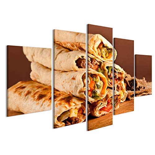 islandburner Canvas Wall Art Turkish Shawarma durum Traditional sish kebab wrap Picture Poster Large XXL Photo Print KOE-MFP-UK