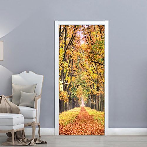 3D Autumn Deciduous View Door Sticker Waterproof Self-adhesive Wall Sticker