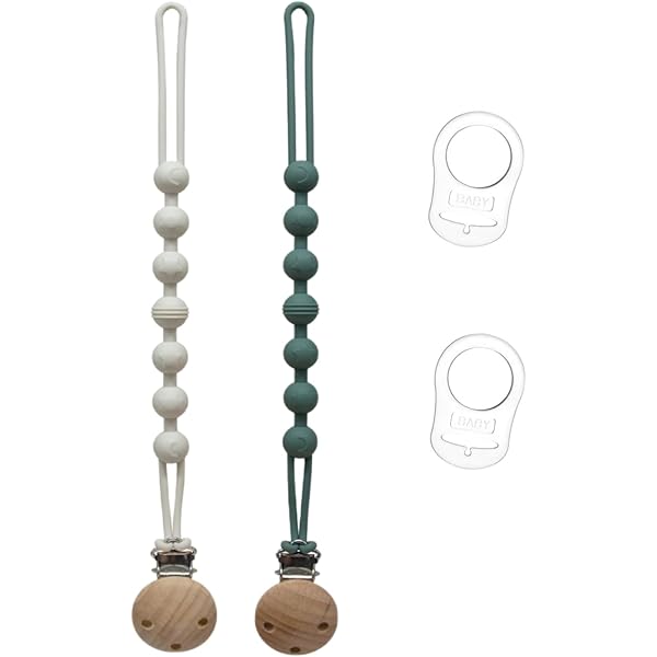 2 Clip Per Ciuccio Con Catena In Silicone | Portaciuccio Per Bambini Con Catenella Acciaio Inox - 24 Cm - Foto 6