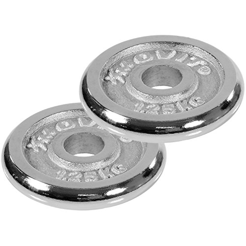 MOVIT® Chrom Gusseisen Kurzhantel Set, Varianten 1×15 bis 1×30 kg, Stangen gerendelt mit Sternverschlüssen Chrom-Hantel-Set - 8