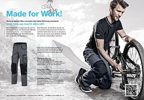 Uvex tune-up 8909 Arbeitshose Bundhose mit abriebfesten Cordura, Kniepolster-Taschen, viele Seitentaschen, grau schwarz - 8