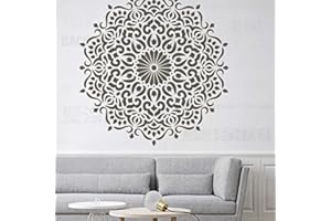 壁涂鸥 BACKGROUNDTURNOVER 100cm Huge Giant Mandala Indian Arabic Ethnic Round Pochoir Pochoirs Mandala Peinture Grand Pour La Décoration Modèle Murs Réutilisables Grands Modèles De Mur De Niche Meubles De Carreaux Les