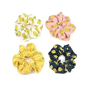 8PCS Bright Color Hair Rope Pineapple Pattern Cute Hair Ties Scrunchies Satin Elastic Ponytail Holders Rubber Bands Soft Hair Bow Bobbles Headdress Hair Decorations Accessory Women Girl Daily Gift