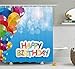 Produktbild tgyew Birthday Decorations Shower Curtain, Vibrant Balloons in The Sky Sun Beams Abstract Air Celebration Theme, Fabric Bathroom Decor Set with Hooks, 60W X 72L Inche, Multicolor