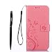 Produktbild Google Nexus 5X Hülle, Google Nexus 5X Schutzhülle, Alfort 3 in 1 Lederhülle Fashion Design Premium PU Leder Hohe Qualität Tasche Case Cover Kasten Abdeckung Wallet für Google Nexus 5X 5.2" Smartphone Funktion Standfunktion Unterstützte Telefone und Magnetverschluss mit Schmetterling ( Rosa ) + Alfort Schwarz Stylus Pen + Netter Staub Stecker