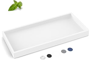 EG-SIPRO - Vassoio da bagno in silicone ispessito di alta qualità, rettangolare, infrangibile, per il piano di lavoro del bagno, bianco puro, 26 x 13 cm (EGTRAY)