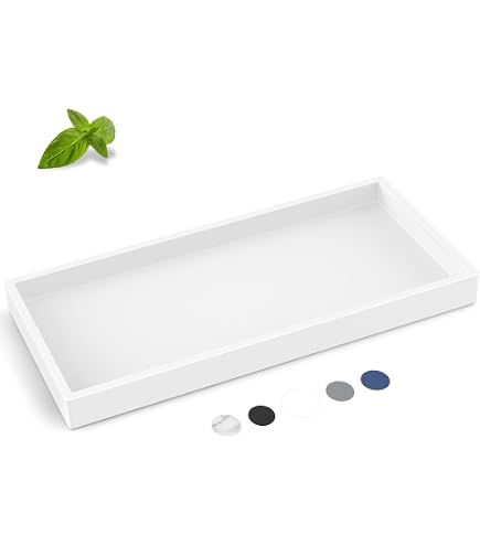 Plateau En Silicone Pour Salle De Bain - 20x10cm, Antidérapant, Rangement Vanité, Décor Blanc
