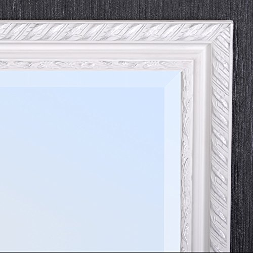 WANDSPIEGEL BAROCK Weiß-Silber ANTIK DESIGN SPIEGEL Stripe 140x50cm HOLZRAHMEN - 4