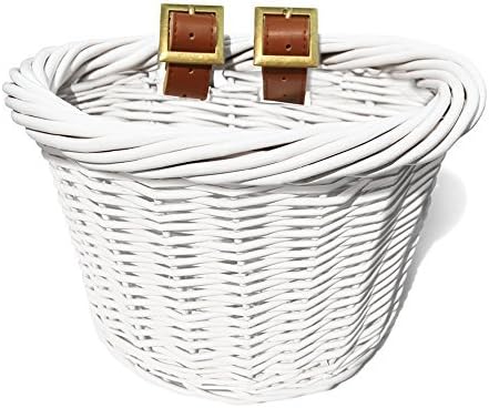 Colorbasket 01433 Junior Front Handlebar Wicker Bike Basket, White by Colorbasket
