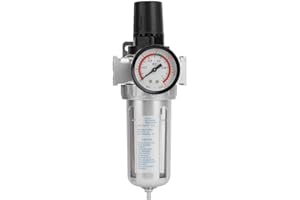 Fyearfly Air Filter Pressue Regulator 1/2", Air Compressor Moisture Water Trap Filter Regulator 1/2" BSP, with 0-150psi(0-1.4Mpa) Dial Pressue Guage+Control Knob+Mount Bracket