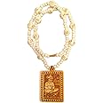 Dhvani Original Hanuman Ji Tulsi Kanthi Mala | Bageshwar Dham Jai Sitaram Bajrang Bali Japa Mala Locket & Wood Chain Set | Spiritual Tulsi Kanthi Mala with Carved Sri Sita Ram Beads (Pack Of 1)