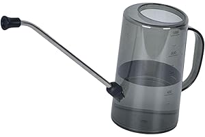 Milageto Watering Can Small for Home Garden, Flower Watering Can with Long Spout and Removable Spray Head, Plastic Garden Watering Can for Watering Flowers, Bonsai Plants, Trees, 1 Litre Light Grey
