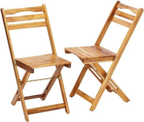 Gartenmöbel Balkon-Set Berlin 3-teilig aus Akazienholz, 2 Klappstühlen und 1 Klapptisch 100 x 60 x 75 cm, rechteckig Brema 133