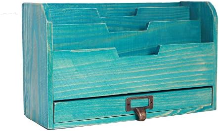 YUMU Desk Drawer Organiser Tray A4 Box File Holders Storage Boxes for Needlework for Office and Home JM1069 (03-vintage blue)