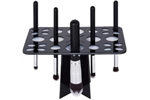 SuperglockT Make Up Brush Holder Brush Dryer Acrylic Brush Holder 26 Holes Cosmetic Brush Dryer Brush Storage Stand (Black)