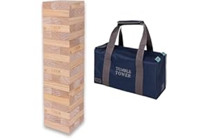 Uber Games Riesenwackelturm bis 120+ cm XXL Jumbo Hi-Tower in Tasche - 1,2m (max im Spiel. Massiver Kiefer Holz Tower Spiel - Extra Luxusblöcke und Tasche (bis 120+ cm)