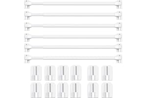 BANJILI-Asta per Tende Plastica Regolabile Bastoni per Tende Estensibili per Finestre Armadietto Aste per Barre Palo Binari per Tende Autoadesivo per Casa, Bianco, (6 PEZZI-30-50CM)