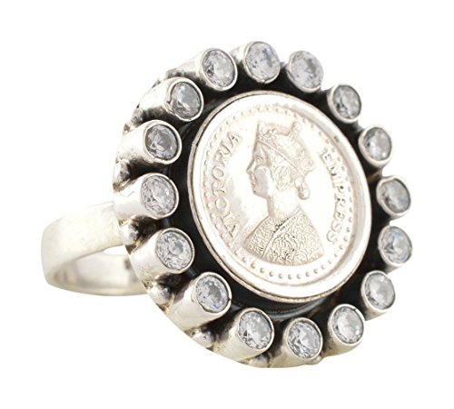 92.5 Sterling Silver Cocktail Coin Ginni Ring for Girls