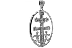 Minoplata Medalla Cruz de Caravaca de Plata de ley 925 rodiada con Circonitas blancas, una joya amuleto con un diseño precioso para mujer, hombre o niños