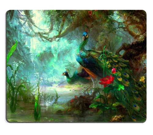 Peacock Peafowl Pavo Birds0Rainforest Mouse Pads Customized Made to Order Support Ready 9 7/8 Inch (250mm) X 7 7/8 Inch (200mm) X 1/16 Inch (2mm) High Quality Eco Friendly Cloth with Neoprene Rubber Luxlady Mouse Pad Desktop Mousepad Laptop Mousepads Comfortable Computer Mouse Mat Cute Gaming Mouse pad