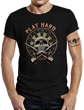Original LOBO NEGRO® Design, T-Shirt für den Dart Fan: Play Hard Farbe schwarz