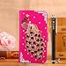 Produktbild Locaa(TM) For Microsoft Lumia 640XL Nokia Lumia640XL 3D Bling Pfau Case + Griffel + Anti Dust plug Deluxe Luxus Perlen Diamant niedlich Schöne Retro Card Holder Wallet Protection Hülle - [Pfau Serie] Rosa Holster - Lila Pfau