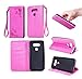 Produktbild Lonchee LG G5 (5.3 zoll) Wallet Tasche Brieftasche Schutzhülle , geprägten Design Hochwertige PU Leder Folio Tasche Case Hülle im Bookstyle mit Standfunktion Kredit Kartenfächer (Rose)
