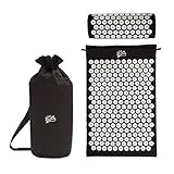 Acupressure Mat Massage Pillow Pain Relief Therapy Muscle Back Neck with Travel Bag (Black)