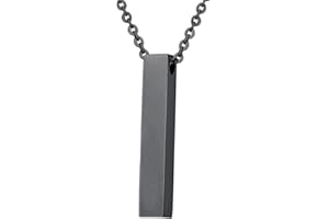 U7 Cuboid Pendant Necklace, Customizable, Gift for Her/Him, Gold/Rose Gold/Black Plated, Stainless Steel/925 Silver Cubic Zirconia Lovers/Couple Jewelry Minimalist Bar Necklace (with Gift Box)