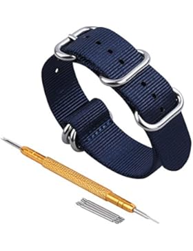 Randon Armbanduhr BANDS NATO Riemen Heavy Duty Ballistic Nylon Strap mit Edelstahl-Schnalle, marineblau, 22 mm
