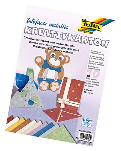 Max Bringmann Folia 5072309 - Creativo Cartone Metallic Fibra di Juta, 23 x 33 cm, 10 Fogli Assortiti