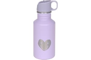 LÄSSIG Gourde en acier inoxydable sans BPA 500ml Enfants Crèche Maternelle anti-fuite avec bouchon Sport Drinking/Bottle Stainless Steel Little Gang Heart lilac