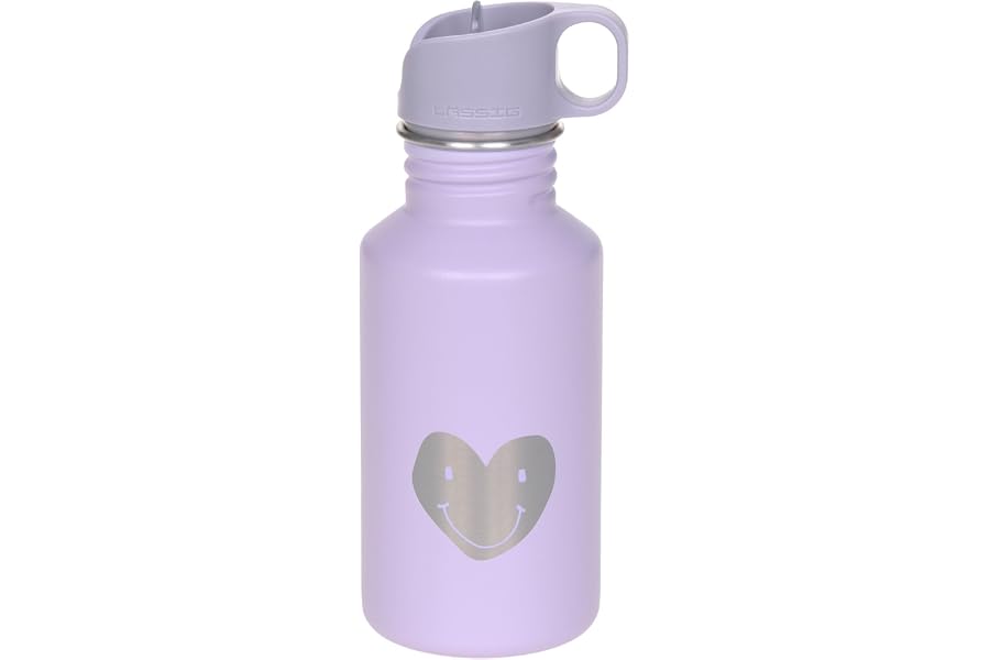 LÄSSIG Kinder Trinkflasche Edelstahl 500 ml Little Gang Heart Lilac | Für Kindergarten und Schule, robust, bruchsicher, auslaufsicher, BPA-frei