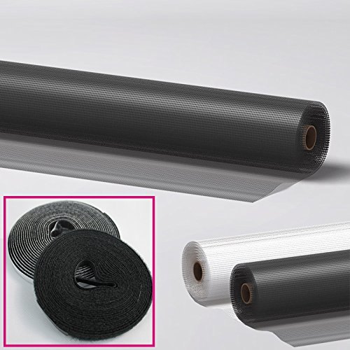 Preisvergleich Produktbild Fliegengitter Gewebe aus Fiberglas inklusive Befestigungsband Insektenschutzgewebe für Fenster und Türen Fliegennetz Rollenware Größenwahl Farbwahl Insektenschutz-Gitter, Farbe:Anthrazit, Maße:100 x 120 cm