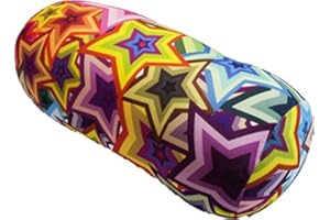 COVERBAGBCN - Cojín Cilíndrico Anti-Estrés Relax | Alivio Cervicales y Lumbares | Relleno de Bolitas Confortables | Tejido Lycra Suave al Tacto | Lavable en Máquina | 35x15 cm (Estrellas)