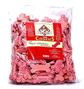Nootie Real Chicken and Strawberry Cookie, 1 kg Pack (Pack of 3)