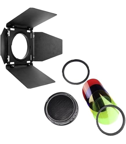 Godox BD-07II Barn Door Avec Grille Nid D'Abeille Et 4 Filtres Couleur Pour AD200 AD200Pro