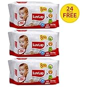Luvlap Paraben Free Baby Wet Wipes with Aloe Vera - 3 Packs (216 Wipes + 24 Wipes Free)
