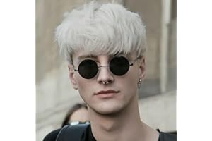 ‎SALAIBS Weiße Kurze Herren Perücke Synthetische Natürliche Geschichtete Männliche Haar Perücke mit Pony Tägliche Party für Perücke Cap