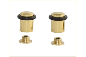 EVI Herrajes | Lot de 2 butées de porte | 20 x 29 mm | Base filetée | Caoutchouc silicone naturel noir | Laiton brillant | Outils inclus | Mod. 040138CBBR