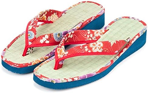 Girls Red Floral Japanese Sandals